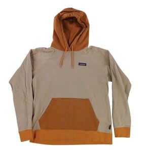 Patagonia Hoodie Womens Large Oar Tan Organic Cotton P-6 Label Sweatshirt 39651